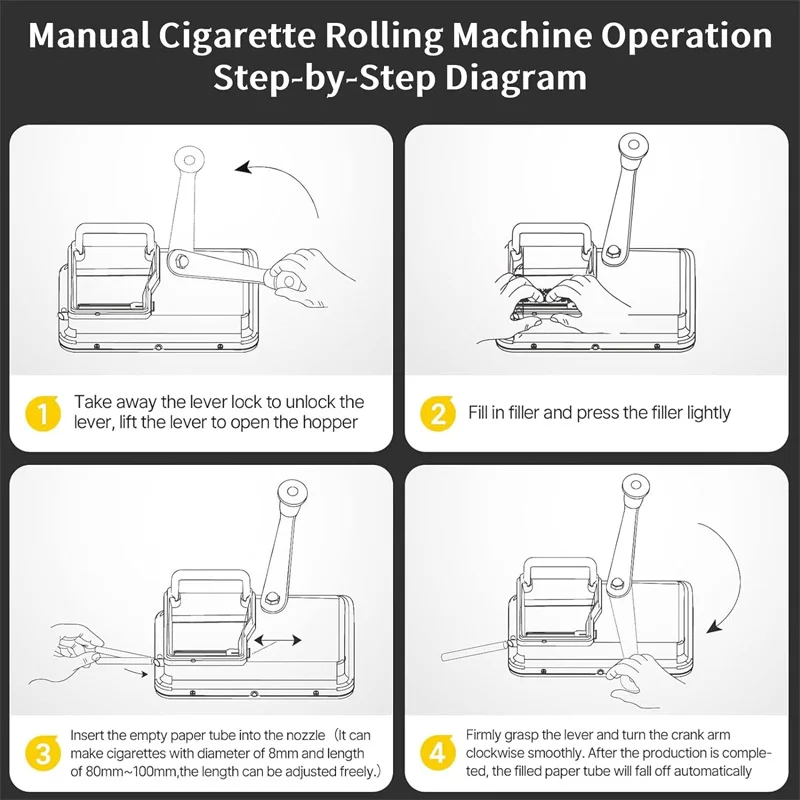 Manual Cigarette Rolling Machine, Fluted Plate Cigarette Rolling Machine, 8mm Diameter Tube, Suitable for 80-100mm Length Cigare