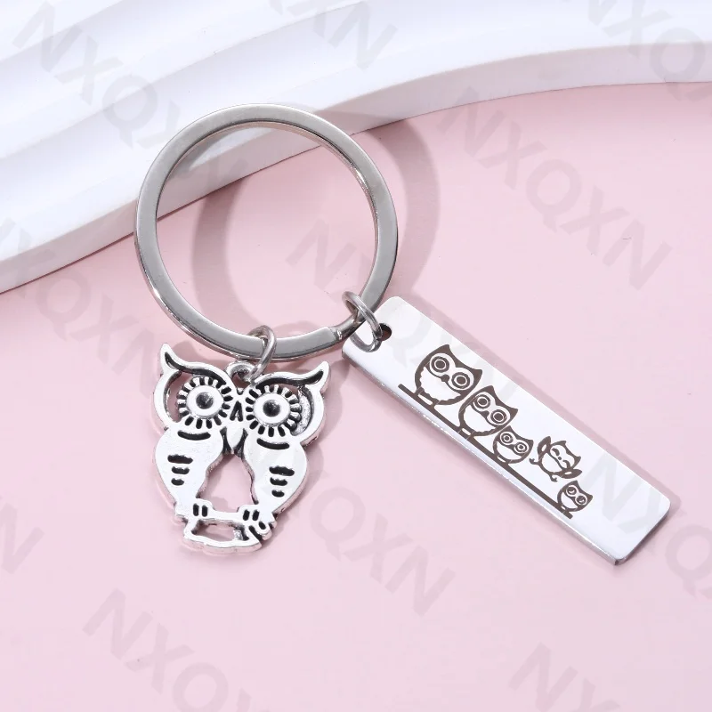 Classic Hollow Owl Alloy Keychain Flying Animals Bird Key Ring For Men Boy Friendship Gift Handmade Jewelry Set