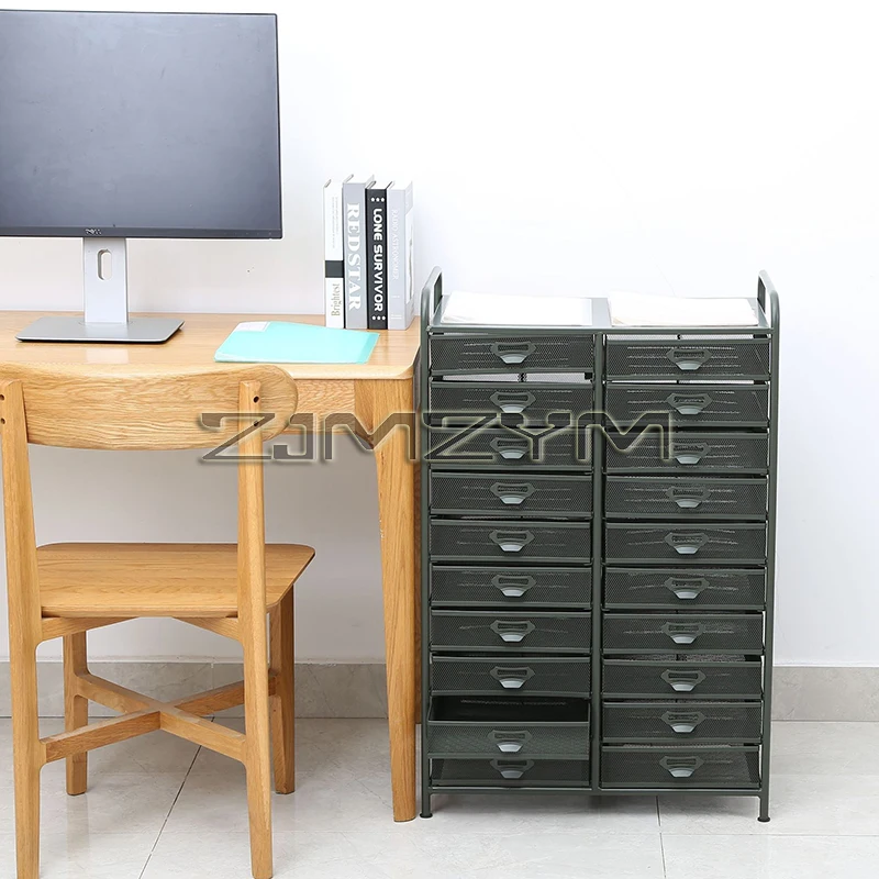 Metal Drawer File Cabinet Double-Row 10-Story Office File Rack , Office Jewelry Storage Box, Documents Sorting Box