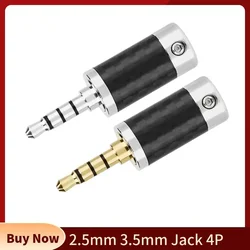 Jack 2.5mm 3.5mm Plug For Soldering 4 Pole Headphone Plugs 2.5 3.5 TRRS Connector Carbon Fiber Shell Audio Jacks Earphone Cable