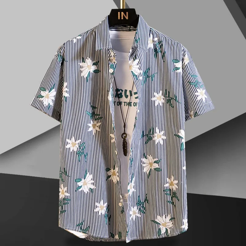 Luxe Hemden Met Letterprint Voor Heren 2024 Zomer Met Korte Mouwen, Slanke Casual Revers Shirt, Casual Nachtclub Streetwear Tops