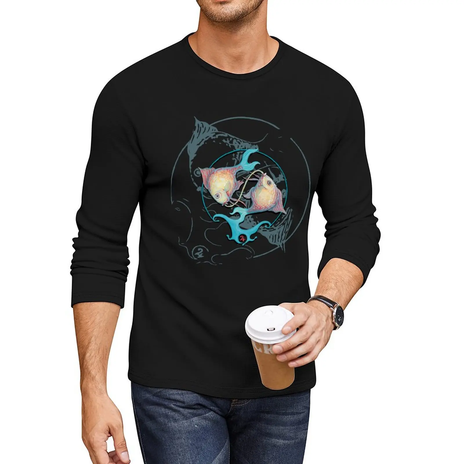 

Tropical Twin Fish (black) Long T-Shirt black t shirts new edition t shirt Tee shirt quick drying shirt Men's clothing