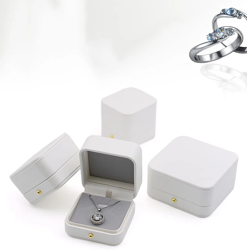مجموعة صندوق المجوهرات صندوق خاتم أبيض بالجملة عرض قلادة صندوق لهدايا الزفاف المهنية #3