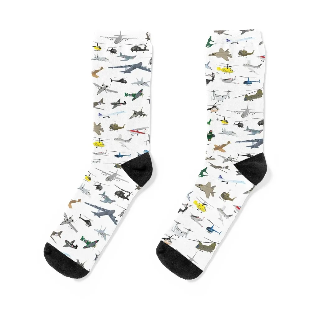 

Various Colorful Airplanes and Helicopters Socks christmas gift Climbing short hockey Man Socks Women's