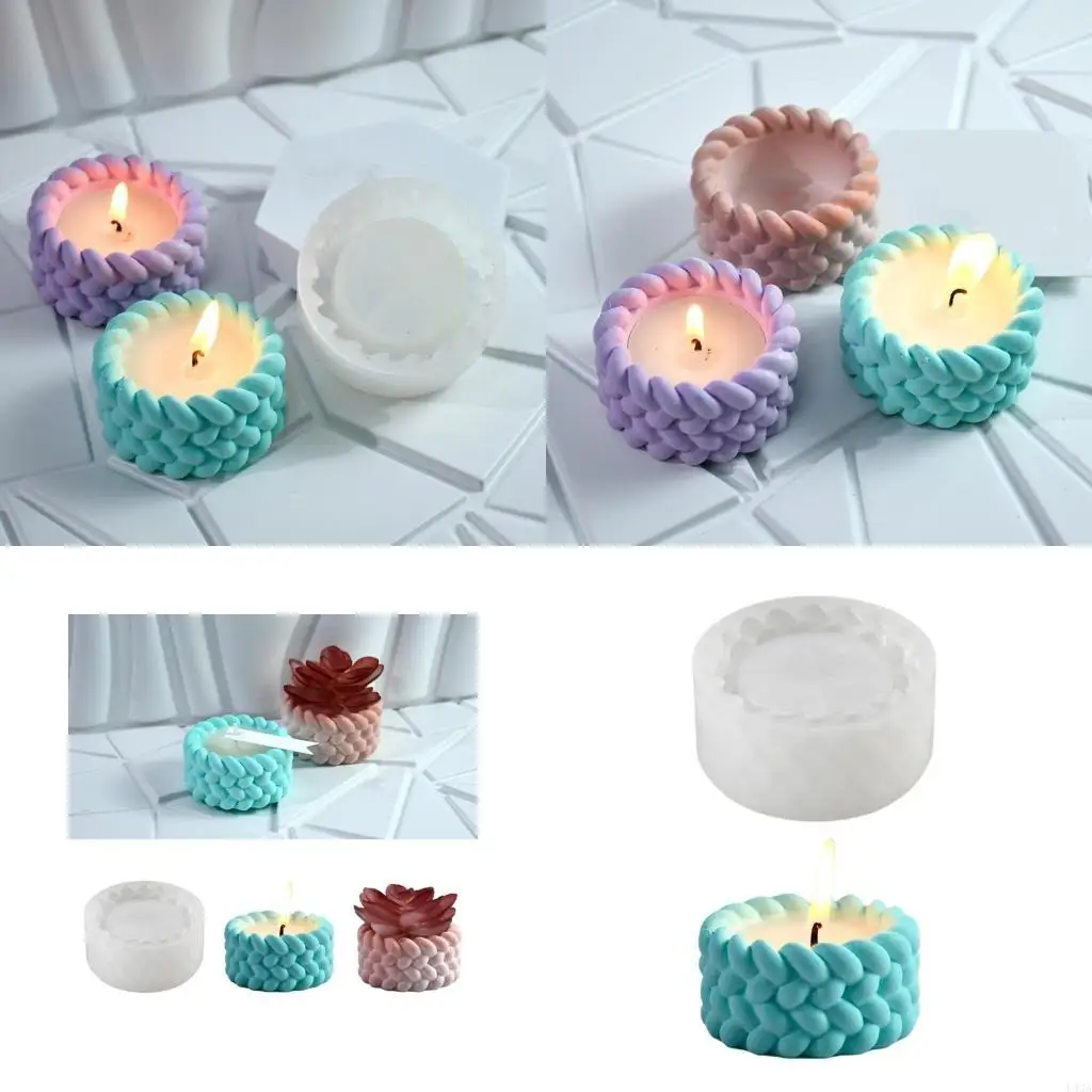 L43A Woven Rope Silicone Molds Succulents Planter Molds for Epoxy Resin Holder