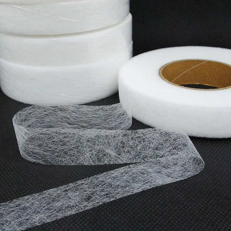 1-4cm 64M/roll Hot Melt Adhesive Mesh Double-side Adhesive Interlining Fabric Iron on Edge Wrapping Tape DIY Apparel Sewing Tool