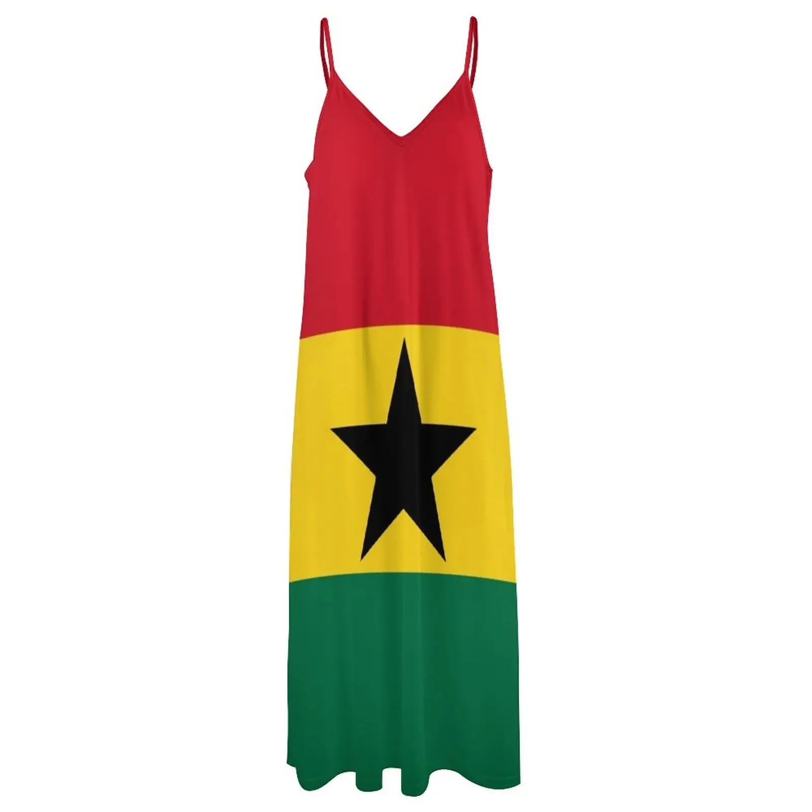 Vestido largo sin mangas con bandera de Ghana para mujer, ropa de verano, 2024, 2024