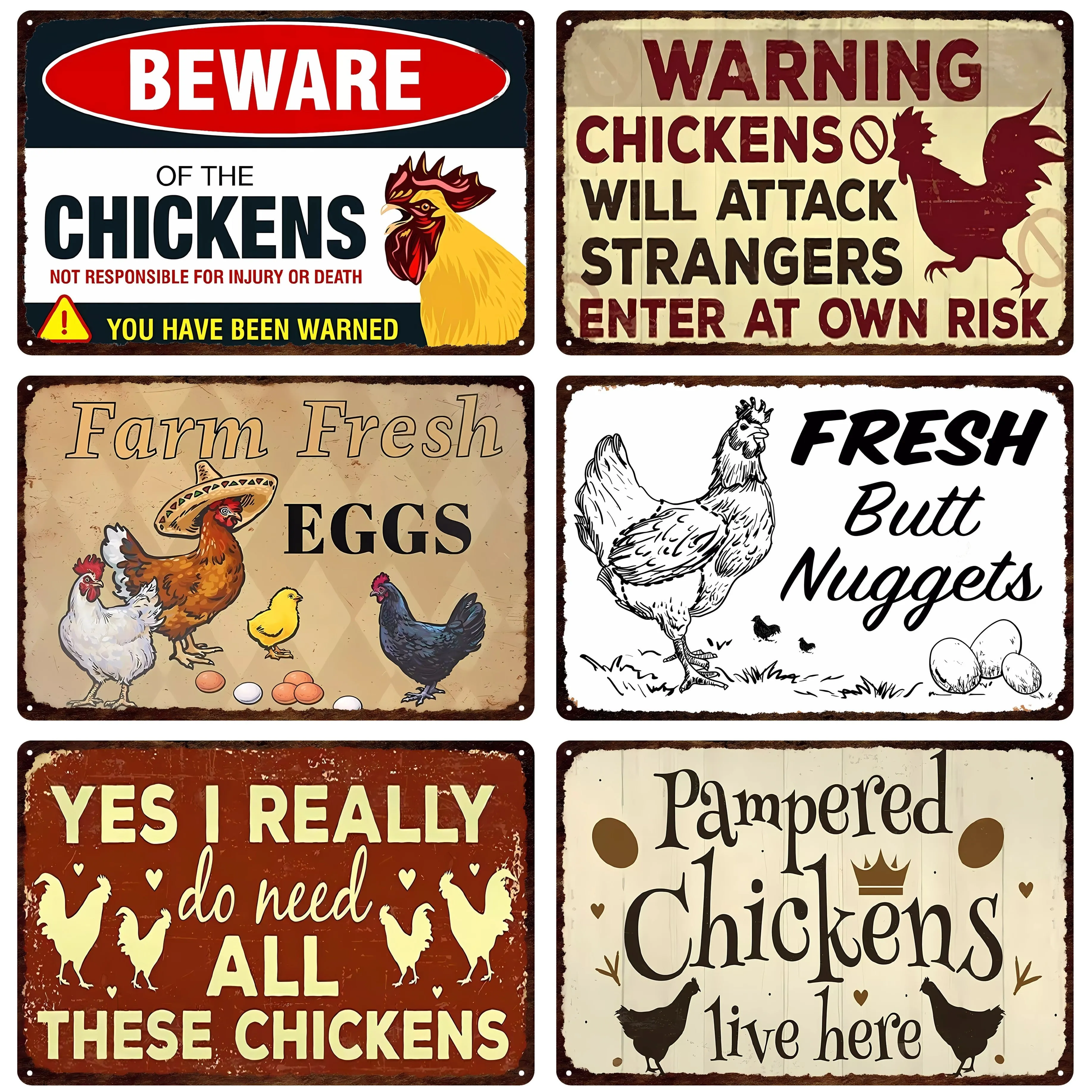 1pc Metal Chicken Coop Signs Fresh Eggs Warning Beware Signs For Country Chicken Coop Decor Fun Gift For Chicken Coops Lover