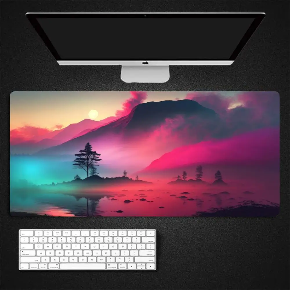 sunset starry sky waterfall Mouse Pad Gaming Mousepad Large 900x400mm MouseMat Gamer Mause Carpet PC couple Desk