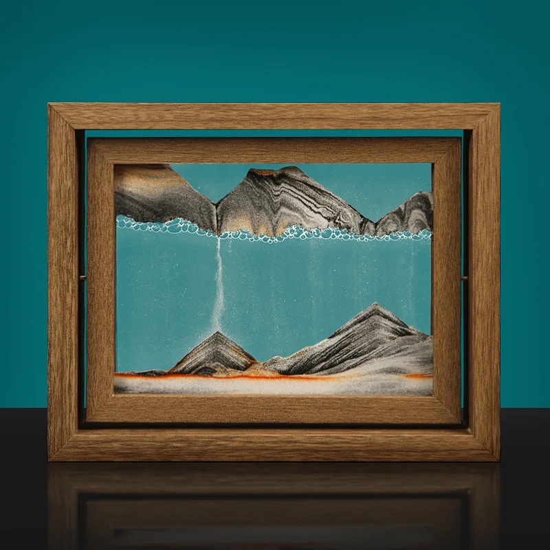 Sandscape Moving Sand Art Picture Quicksand Deep Sea 3D Hourglass Square Wooden Frame Flowing Sand Painting Home Decor Gifts