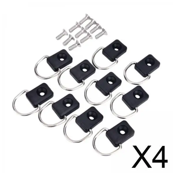 

Safety Deck Fitting Kayak D Rings Hardware Kit Black Buckles Tie Down for Kayak Parts and Boat Fenders