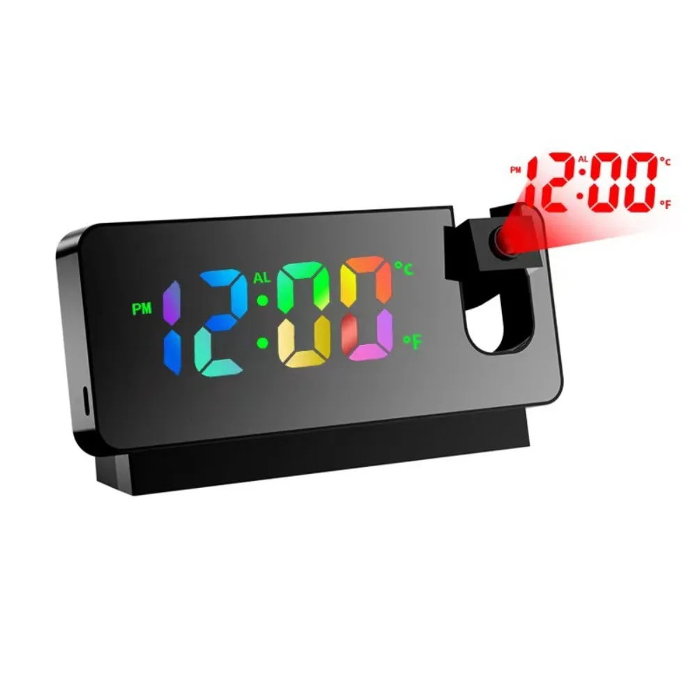 

LED Display Mirror Projection Clock Projection Feature Digital Alarm Clock Plastic Shell Adjustable Brightness LED Display Clock