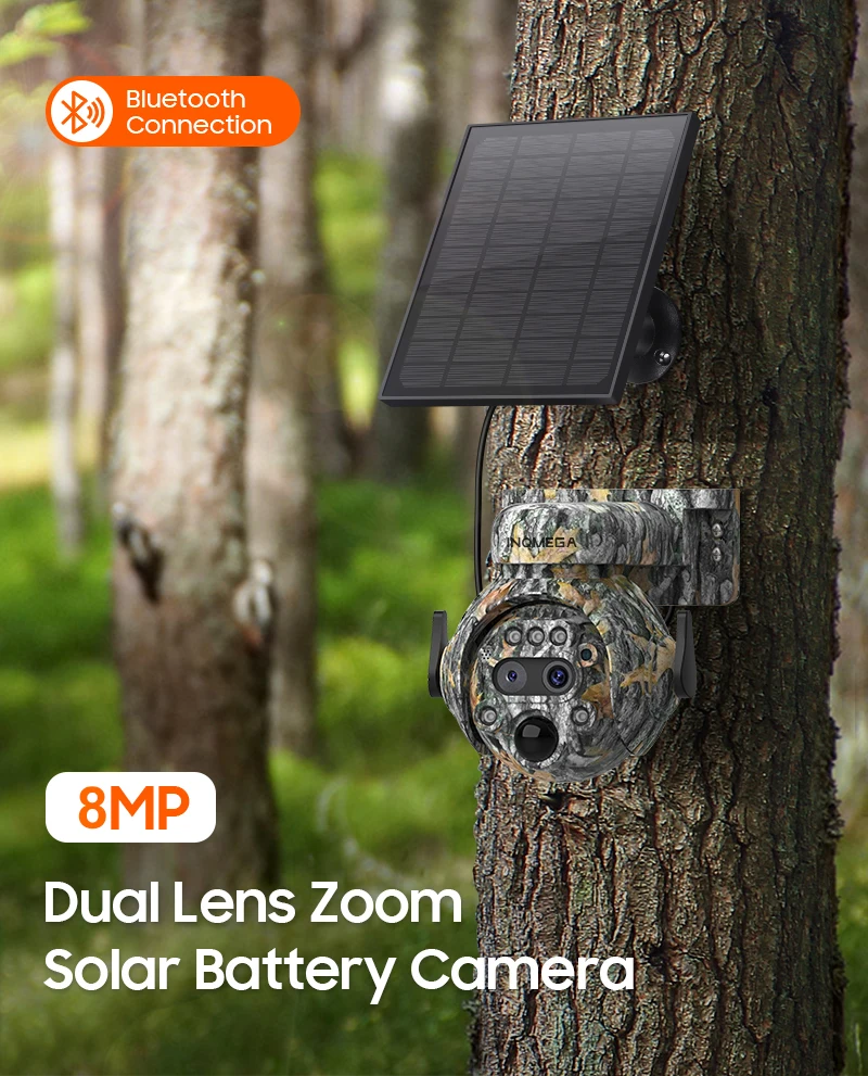 INQMGA Ubox 8MP 12X 4G SIM Solar Security Camera Outdoor Surveillance Camera Camera Color Night Vision Human/Animal Detection