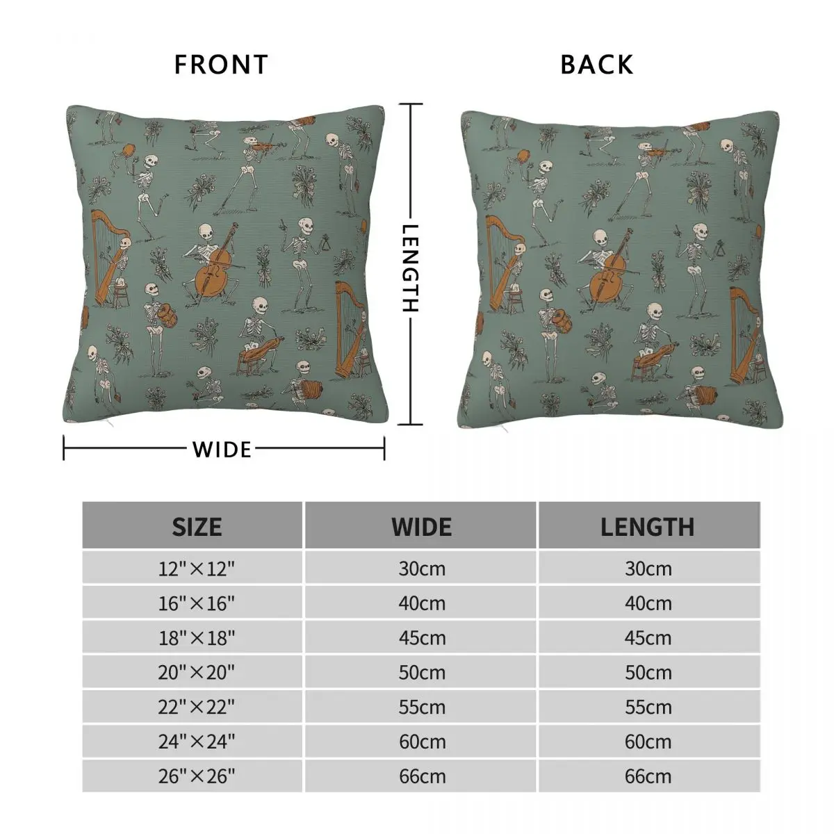 Skeleton Orchestra Danse Macabre Pillowcase Polyester Linen Velvet Creative Zip Decor Pillow Case Home Cushion Cover 18