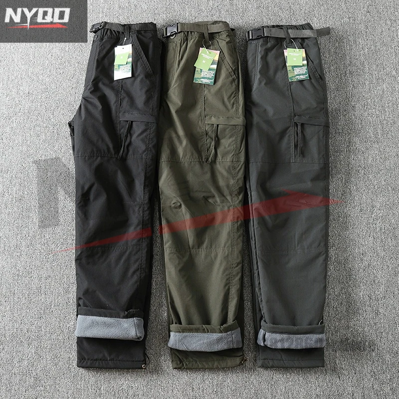 

Мужские уличные ветрозащитные водонепроницаемые брюки из софтшелла на флисовой подкладке, зимние толстые повседневные рабочие брюки