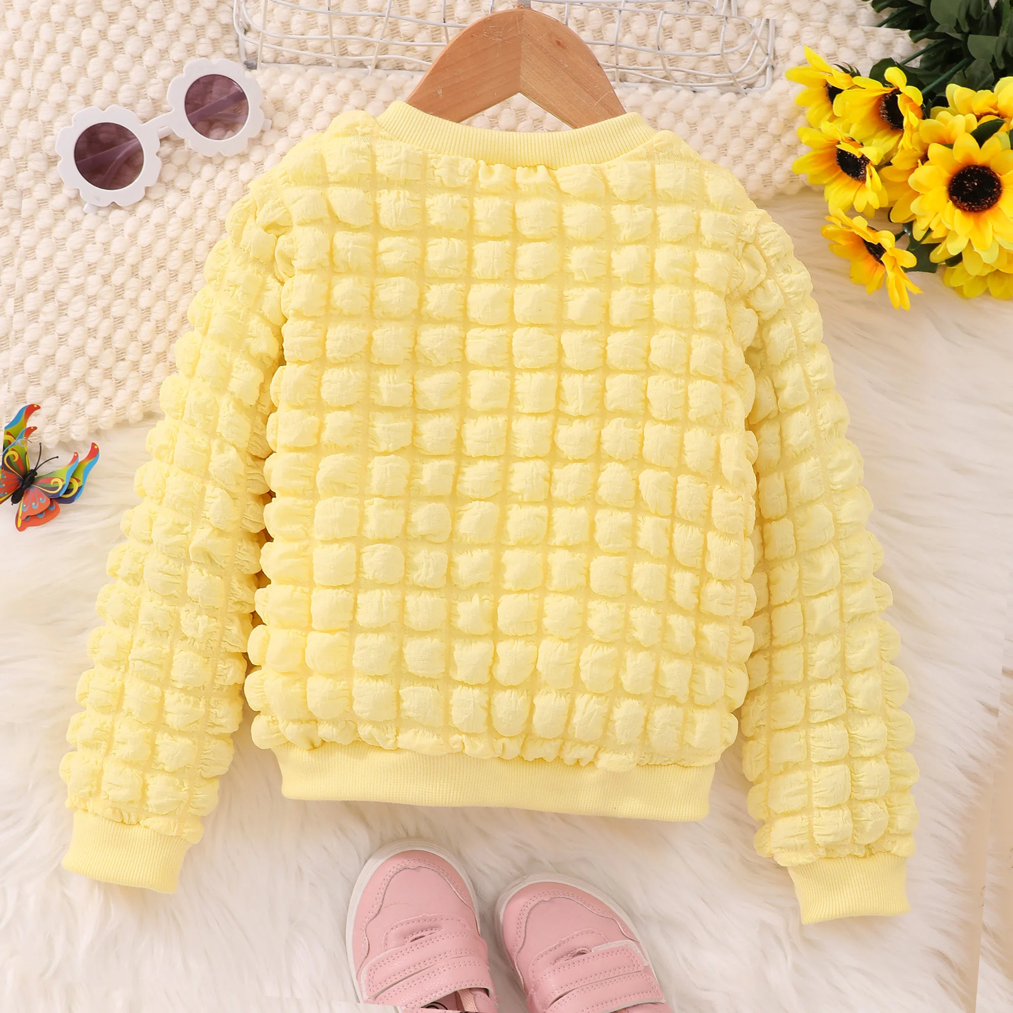 Spring Autumn Girl Shirt Kids Clothes Long Sleeve Button Yellow Puff Girls Tops Festival Casual Children Coat 2 3 4 5 6 7 Years