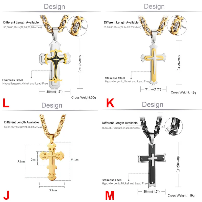 Orthodoxe Kreuz Anhänger Halsketten für Männer Edelstahl Katholischen Jesus Halskette Silber Farbe Byzantinische Ketten Männlichen Schmuck – Detail 2