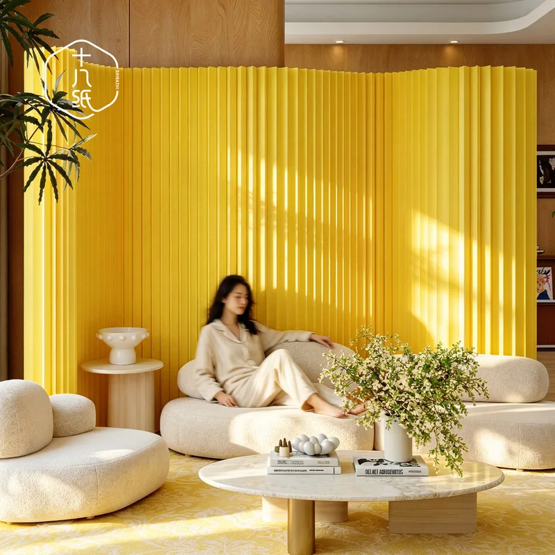 Eighteen-Panel Accordion-Style Colorful Folding Screens, Suitable For Office Use, Living Room Dividers, And Display Purposes