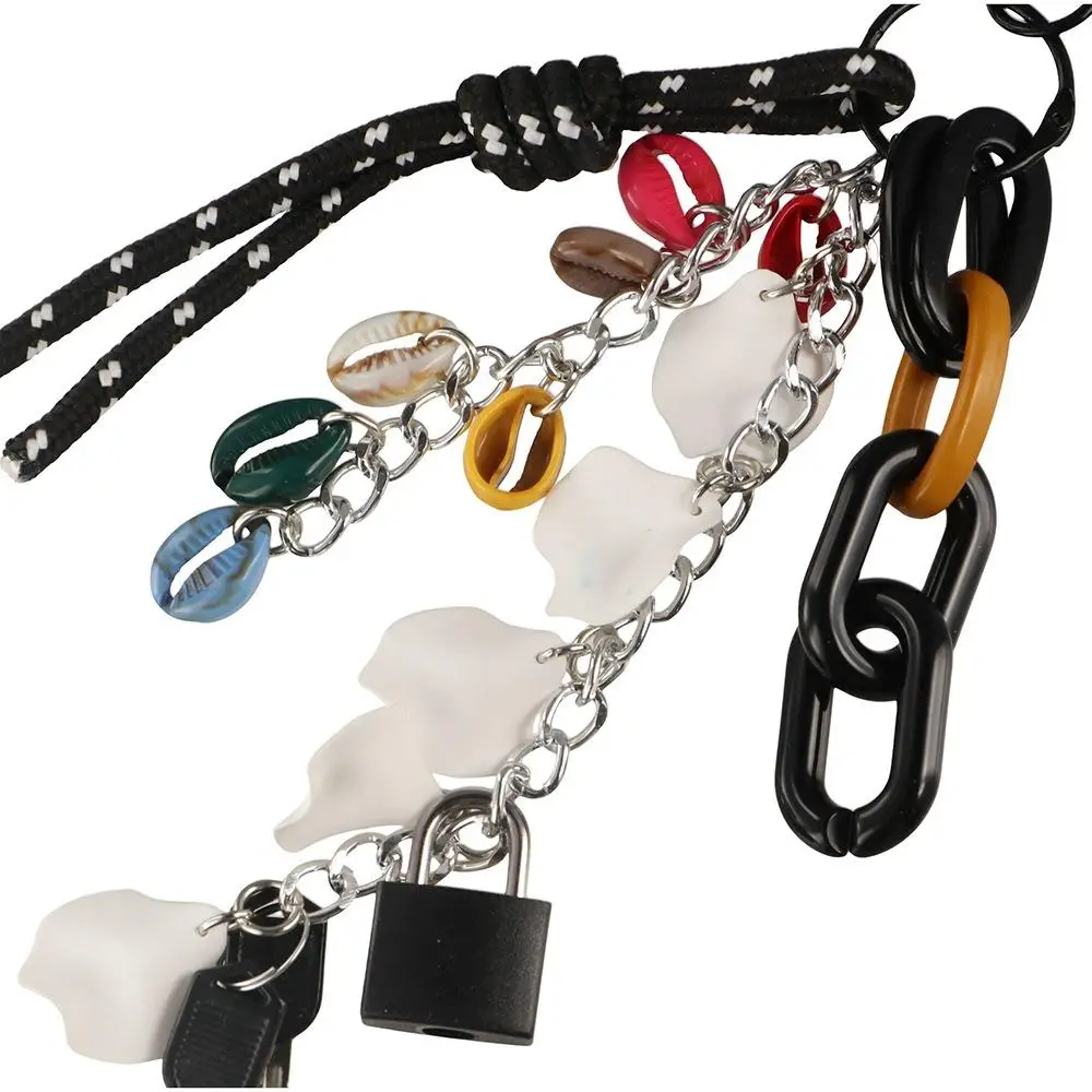 Fashion Keychain Lock Bag Pendant Colorful Sea Shell Phone Case Chain Rope Acrylic Independent Bag Accessory Car Key Pendant