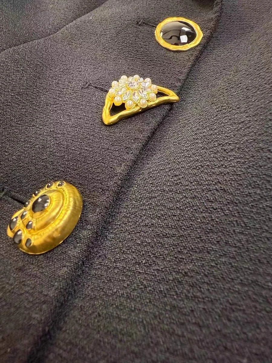 GALCAUR Solid Slimming Jackets for Women Lapel Long Sleeve Patchwork Irregular Button Temperament Jacket Female Fashion Clothing