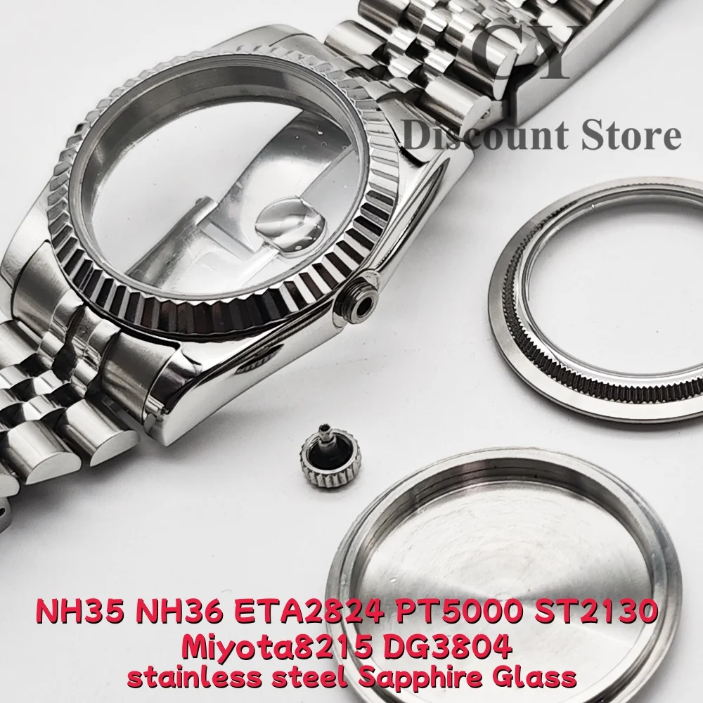 RICHUS Watch Case 36mm 39mm Silver Stainless Steel Watch Case Fit NH35 NH36 ETA2824 ST2130 PT5000 Miyota8215 DG3804 Movement