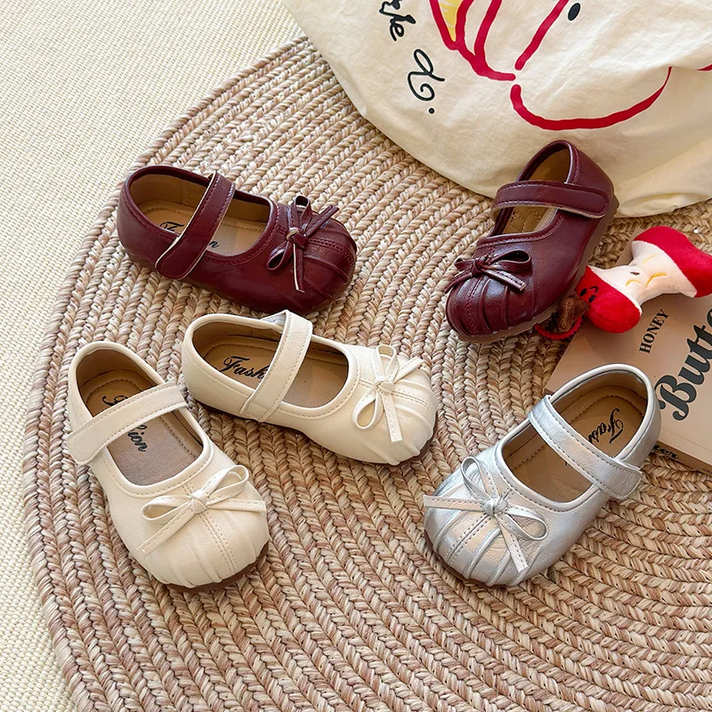 

2025 Children Leather Shoes for Girls Spring Autumn New Fashion Korean Style Soft Bottom Anti-slippery Versatile Princess Shoes