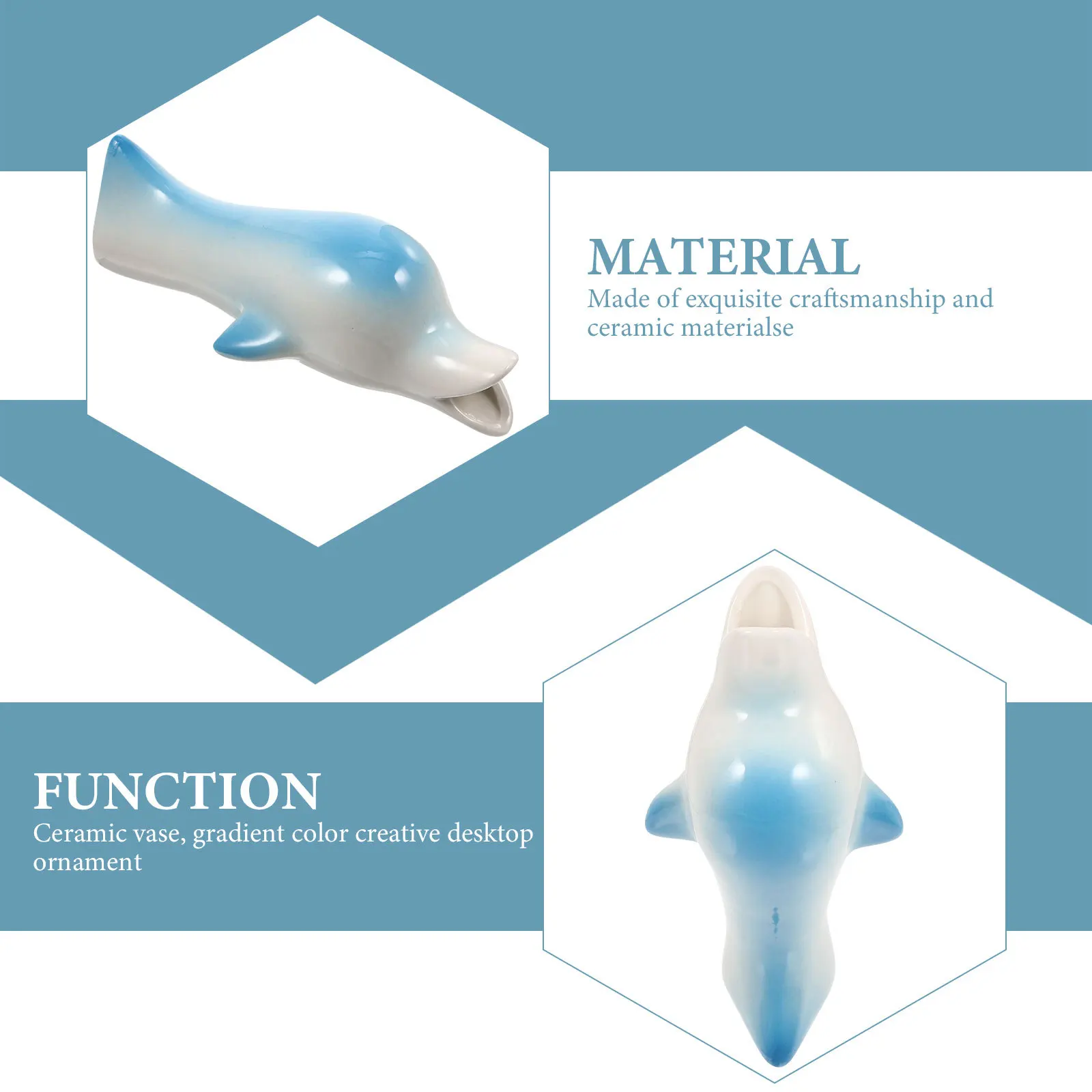 

Ceramic Flower Vase Dolphin Shape Gradient Color Decorative Vase for Flower Arrangement Farmhouse Home Desk Tabletop Decor