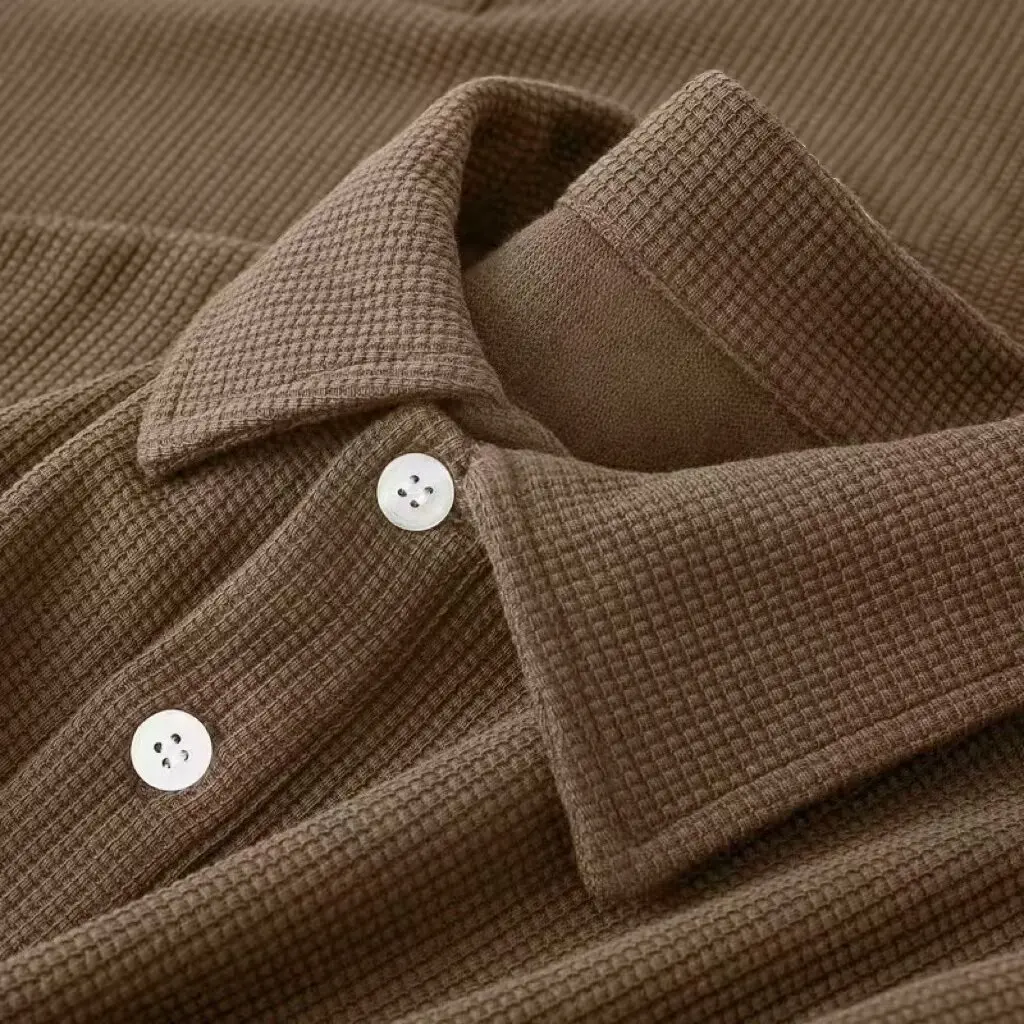 2026 new men's polo shirt with high-end feel, waffle style short sleeved, summer collar, plus size texture T-shirt for men
