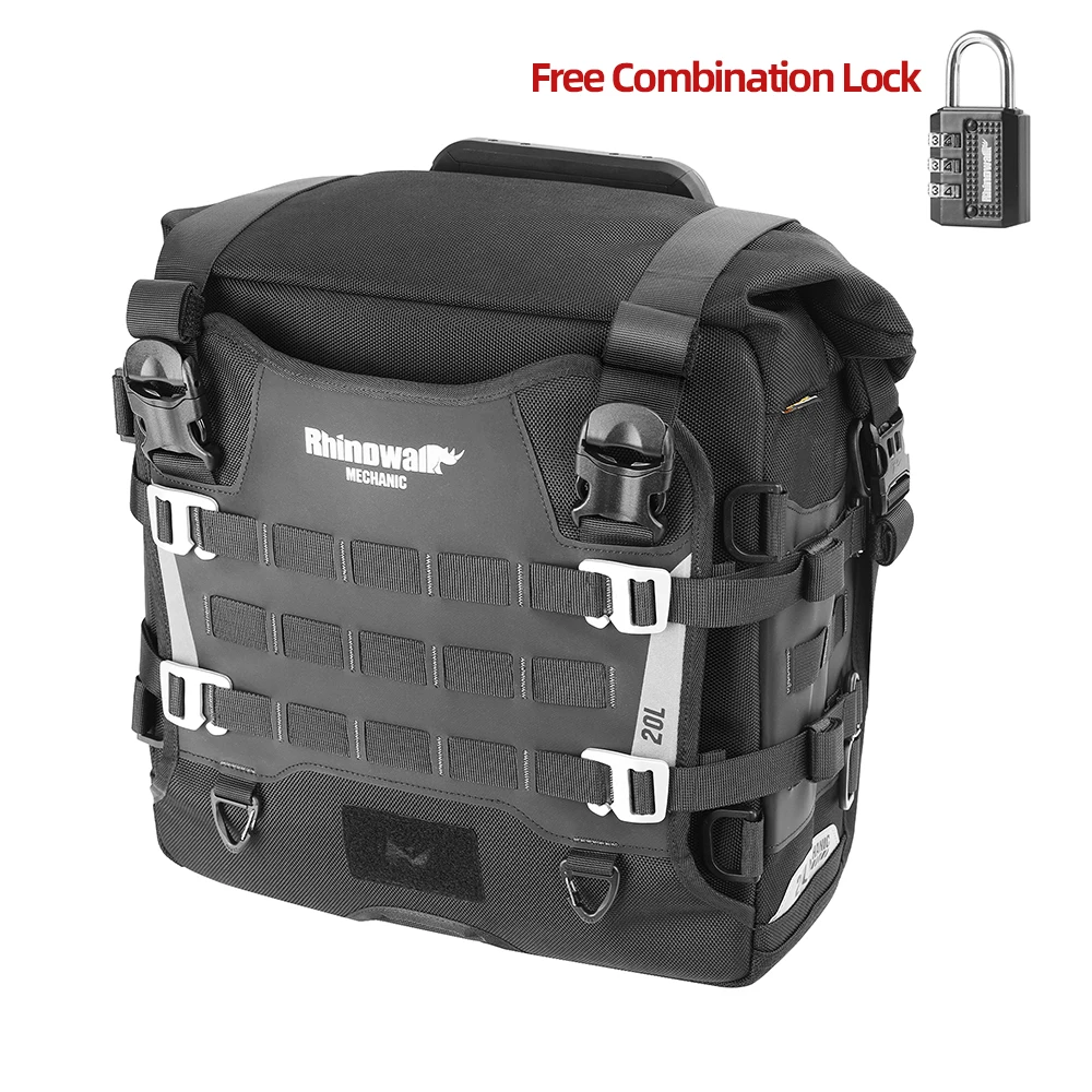 Rhinowalk 20L Motorcycle Quick Release Side Bag, Motorbike Seat Saddle Tail Bag for ADV Motorcycle Luggages - 1 Piece