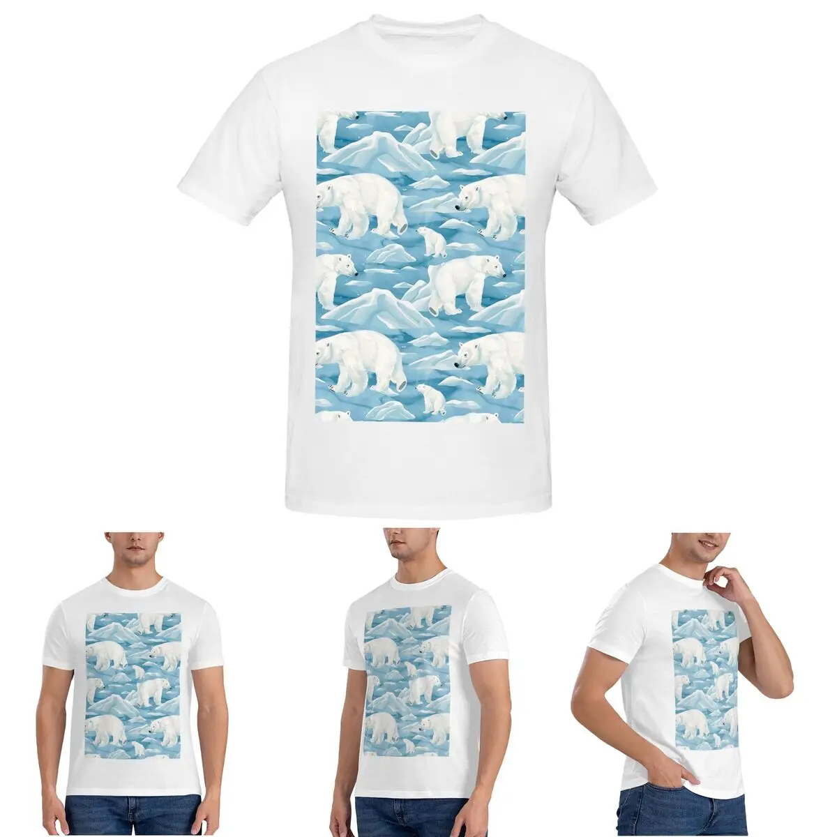 

Мужская футболка Polar Bear Mother And Cub, хлопковые футболки больших размеров, мужские футболки с коротким круглым вырезом, летняя одежда, топы S-6XL
