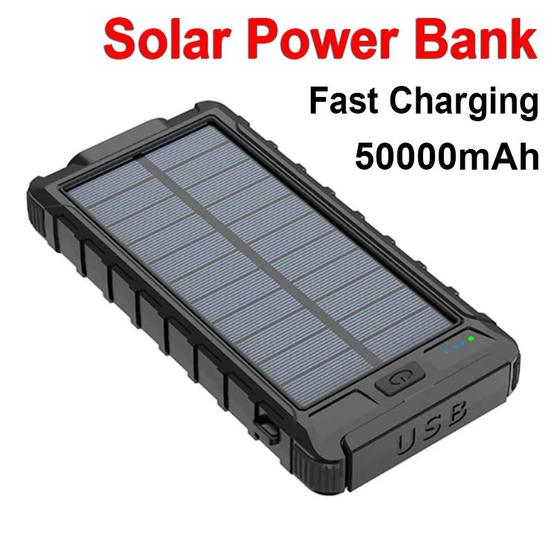 

Solar 80000mAh Power Bank Dual USB powerbank Waterproof Battery External Portable Charging with LED Light 2USB