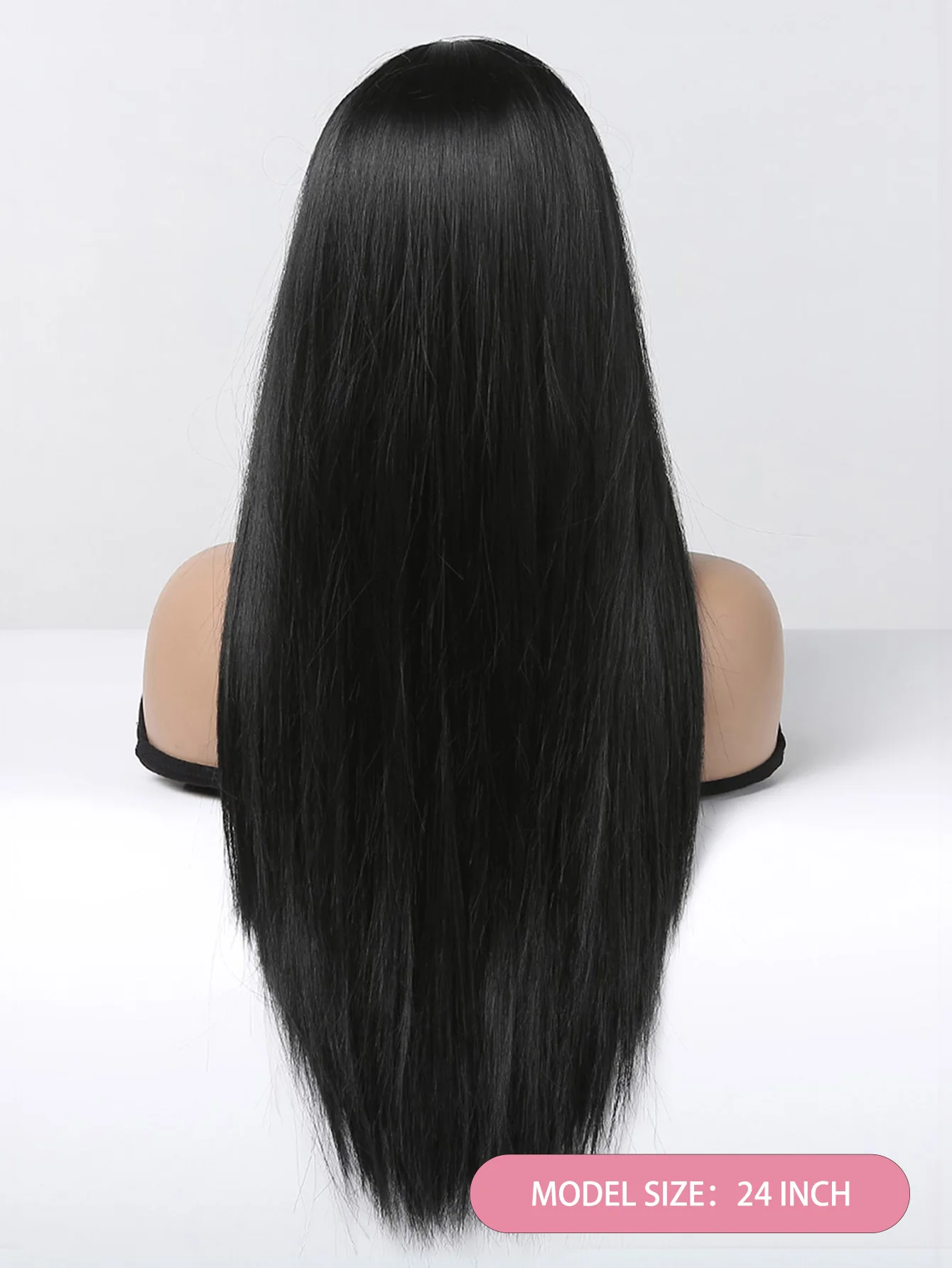 Topshe Black Long Straight Synthetic Wig With Bangs Heat Resistant Silky Smooth Daily Cosplay Hair Wig For Women