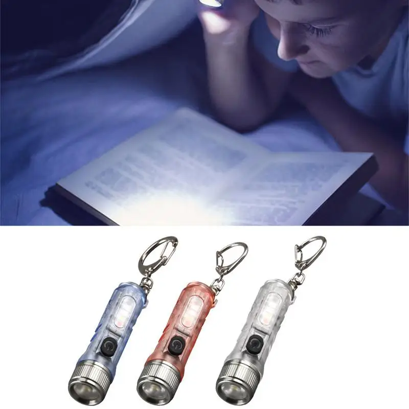 Mini LED Flashlight Keychain Bright Rechargeable Small Flashlights Waterproof Pocket Flash Lights For Camping Hiking