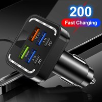 200 6 in 1 USB C Car Phone Charger Type C Adapter in Car For iPhone Samsung Huawei Xiaomi 6Ports Car Charger Fast Charging