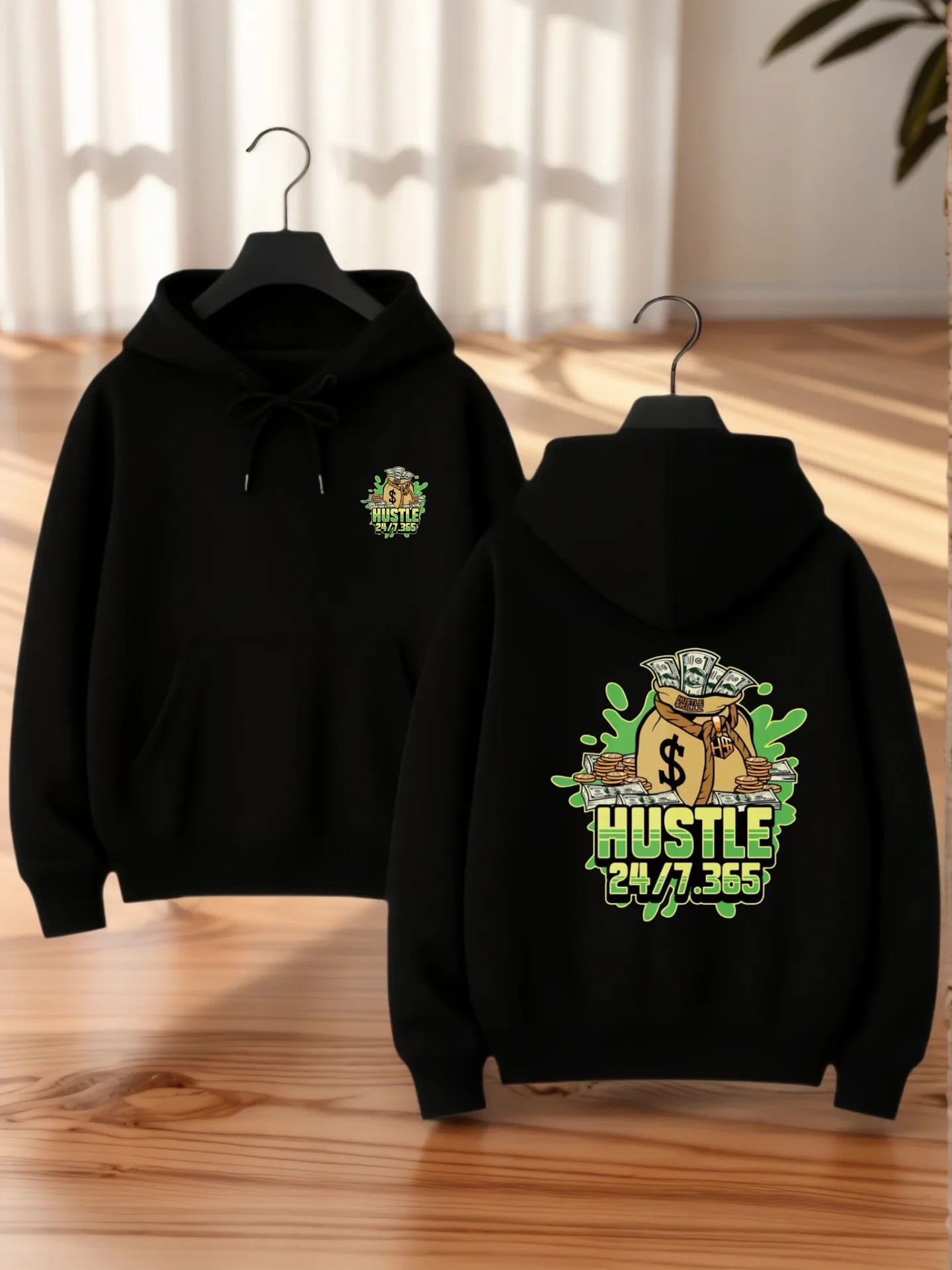 

Essential Hoodie, Letter Print, Streetwear Style, Fleece Lined, Casual Everyday Wear, For Young Men