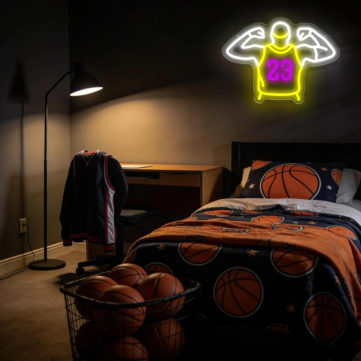 Basketball Neon Sign USB Dimmable Neon Lights for Bedroom Gaming Room Man Cave Sports Bar Birthday Gift for Basketball Fans