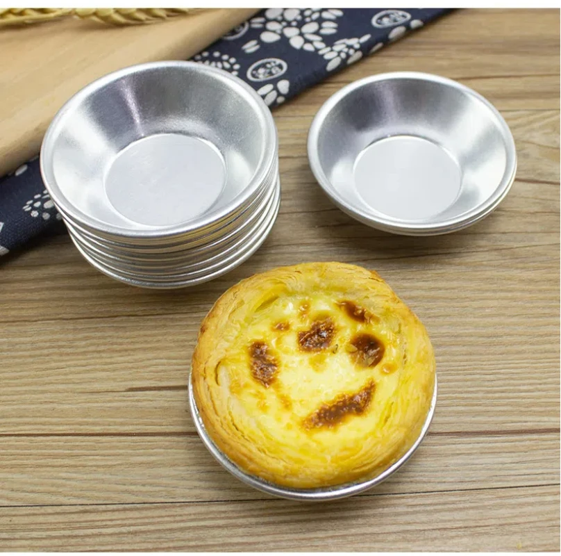 6 Pcs Aluminum Alloy Egg Tart Molds For Paper Cupcakes Fruit Cakes Paper Cupcake Tools Decorative Ovens Circular Baking Molds