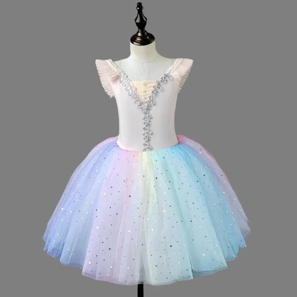 Kids Clothes Fairy Children Clothing Stage Costumes Performance Summer Leotards for Girls Ballet Tutu Dance Wear Princess Party