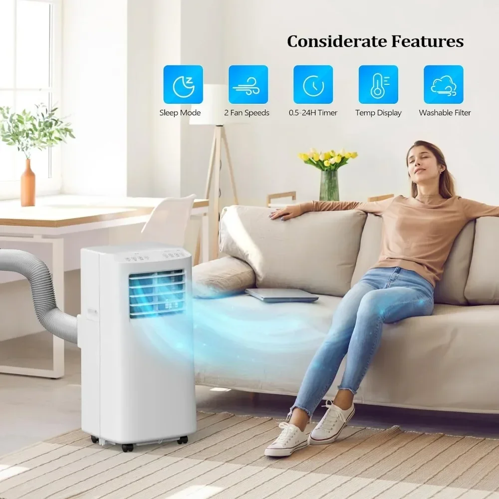 Climatiseur Portable 3 en 1 de 8000 BTU, Refroidisseur, Ventilateur Puissant, Mobile pour Salle