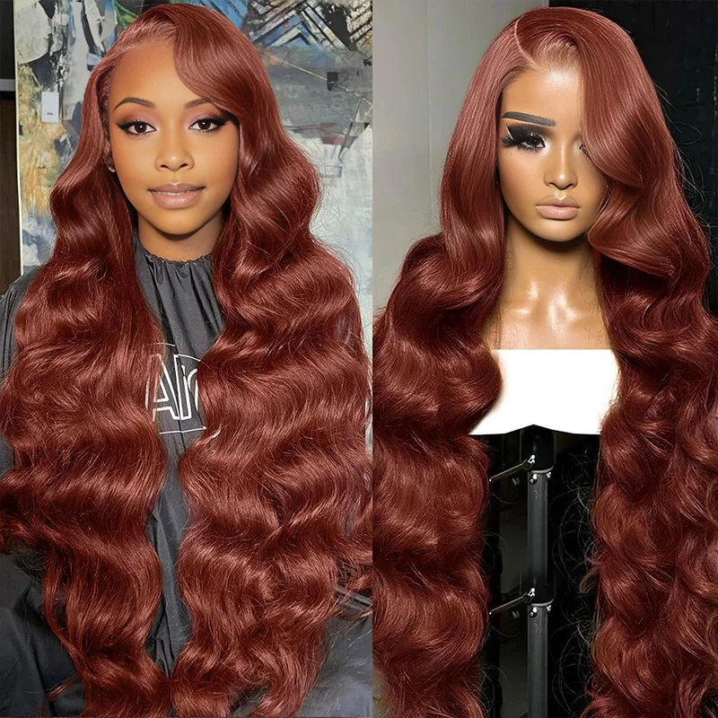

30inch Body Wave Wigs 13x6 Ginger Lace Front Wig Human Hair 200 density Orange Wig Choice for Women Brazilian Wigs on Sale