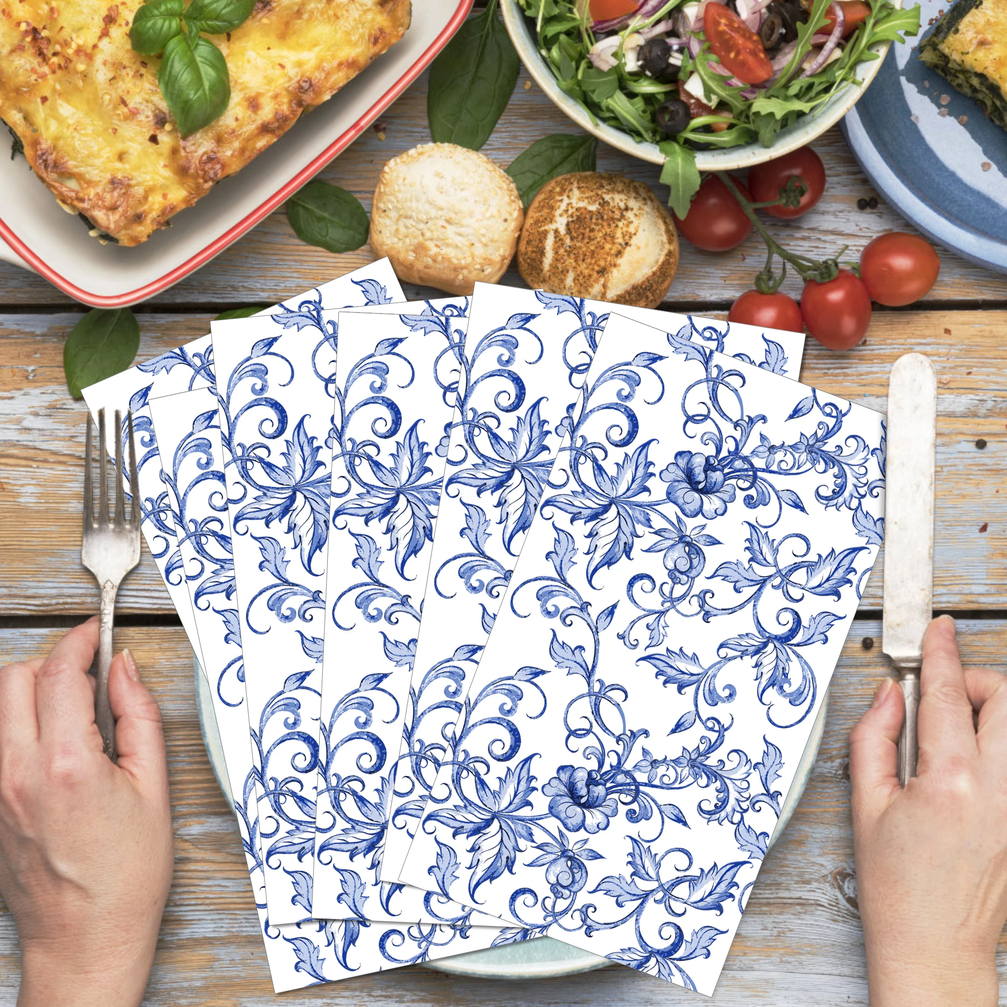 20 Stück Servietten mit chinesischen Blumen, lange Papierservietten, Hochzeit, Einweggeschirr, Servietten, Taschentücher, Geburtstag, Abendessen, Tischdekoration – Detail 4
