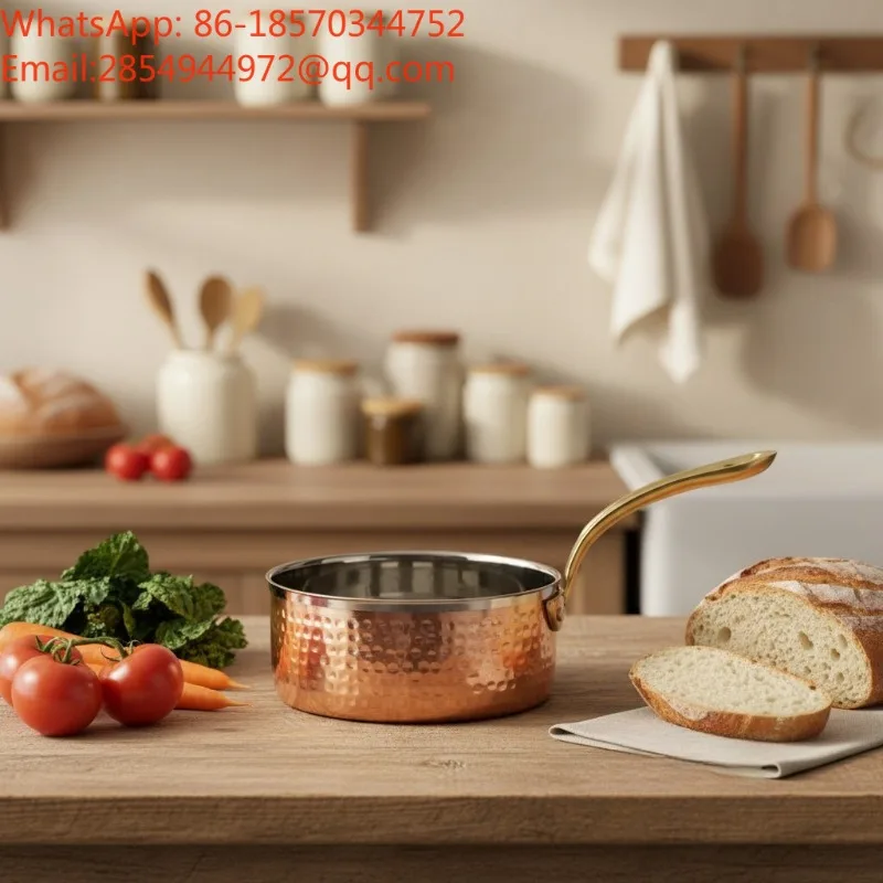 Single Handle Copper Bowl Hotel Restaurant Tableware Nordic Style Stainless Steel Pot