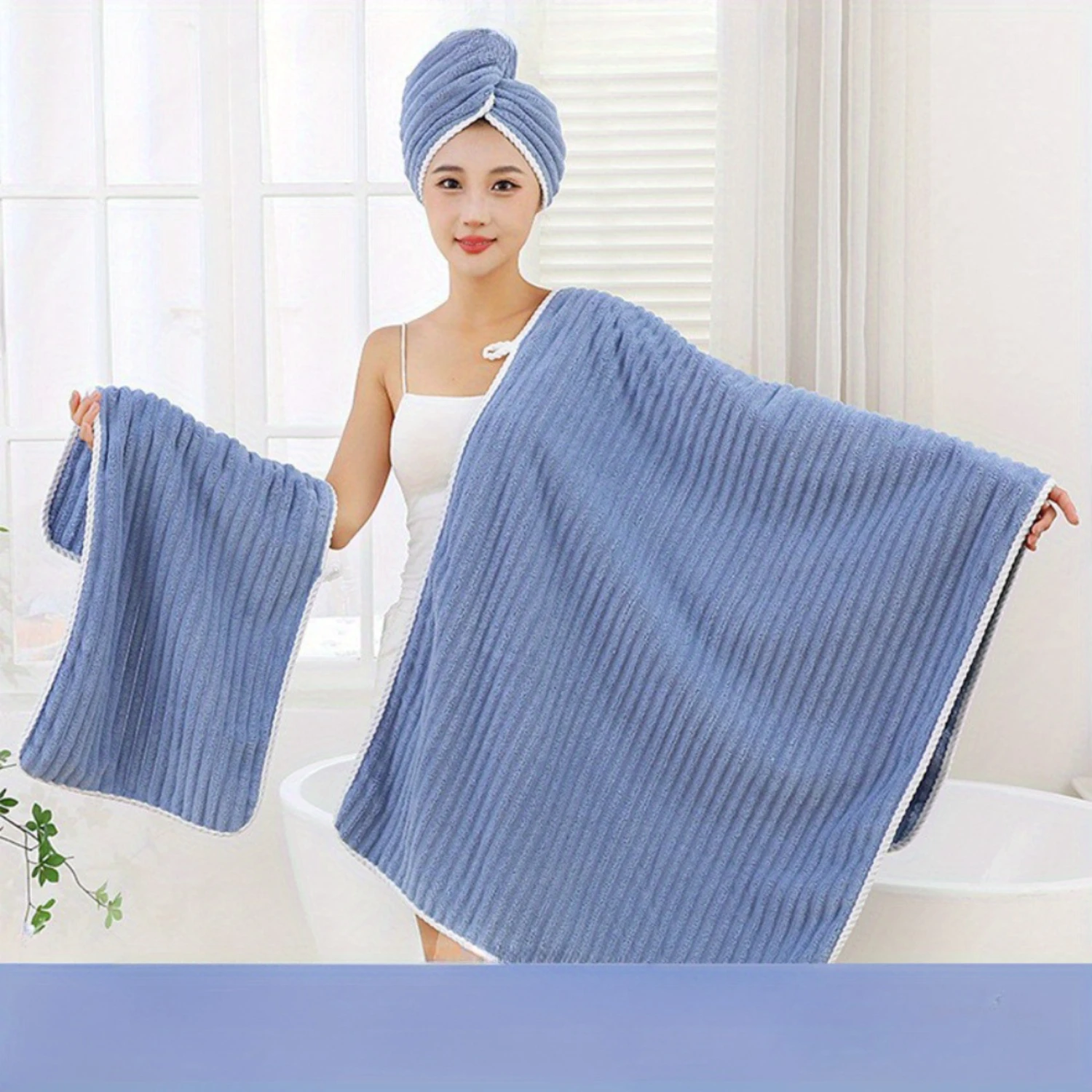 Coral Velvet Bath Towel Set - Thick, Absorbent, Soft - 3 Piece, Non Shedding - for Shower Use