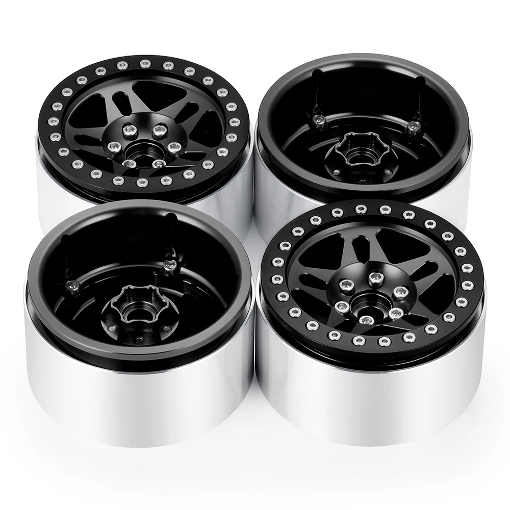 

YEAHRUN 4pcs Aluminum Alloy Beadlock 2.2 inch Wheel Rims Hubs for Axial SCX10 Wraith TRX-4 1/10 RC Crawler Car Upgrade Part