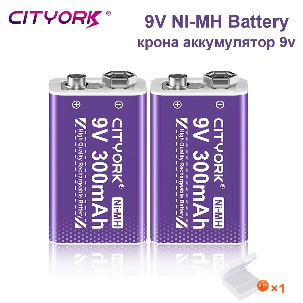 CITYORK 9V NiMH Rechargeable Battery 300mAh 9V 6f22 Crown Krone battery For Multimeter Microphone Remote Control KTV Use toys