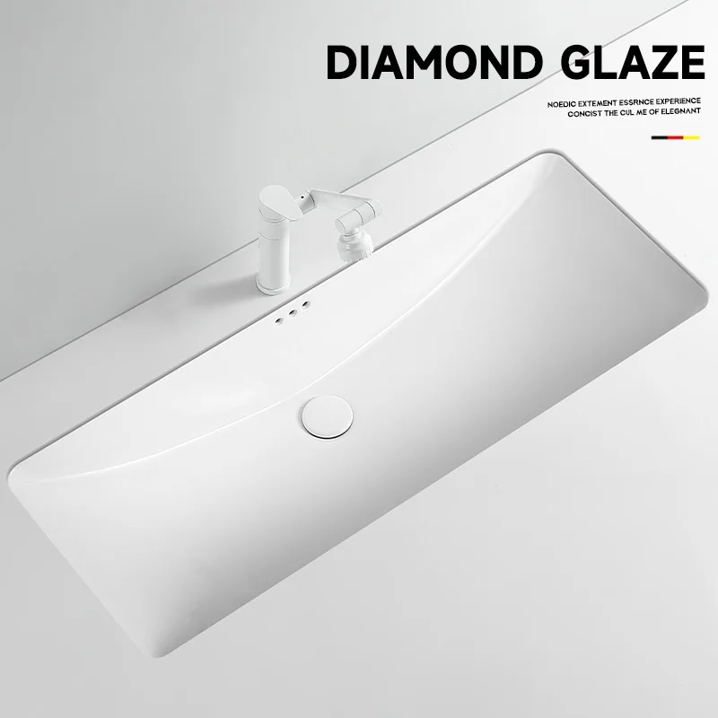 Large Size Drop-in Sink Square Bathroom Face Washing Single Basin Ceramic Oversized Embedded Wash Basin