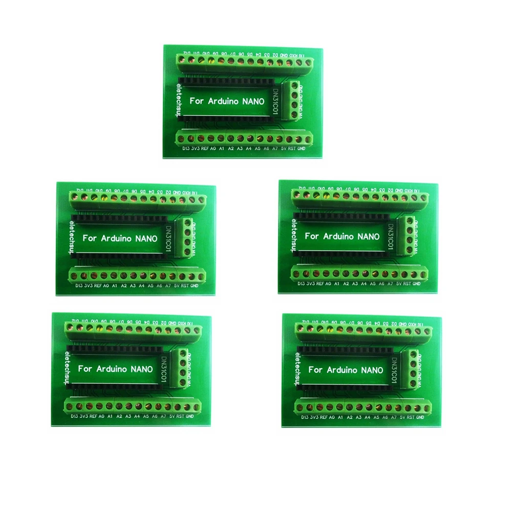 5 PCS DIN Rail Mount Screw Terminal Block Adapter Module For Arduino NANO Board