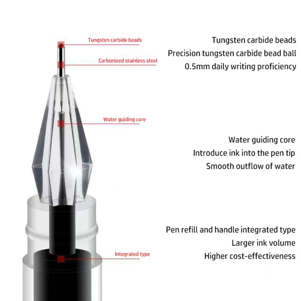 10PCS/Set Quick-drying Gel Pen Press Type Black/Blue/Red Ink Neutral Pen 0.38mm Diamond Tip Signature Pens Student Test