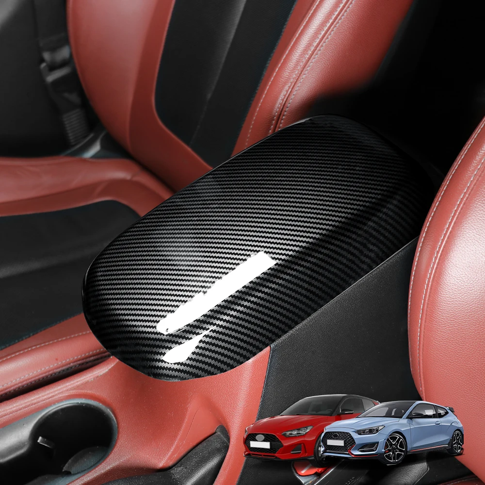 

Car Interior Accessories Centre Console Armrest Compartment Lid Cover Carbon Fiber Style ABS Material For Hyundai Veloster