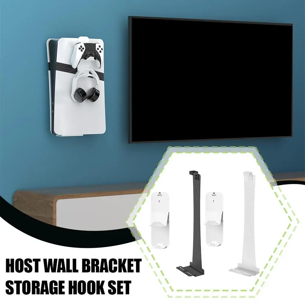 For PS5Pro/Slim Console Wall Bracket + Storage Hook Set For PS5 Full Series Consoles Universal Storage Accessories